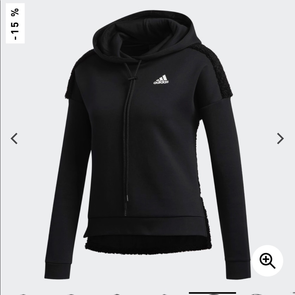 NWT Adidas Textured Black Drawstring Hoodie S